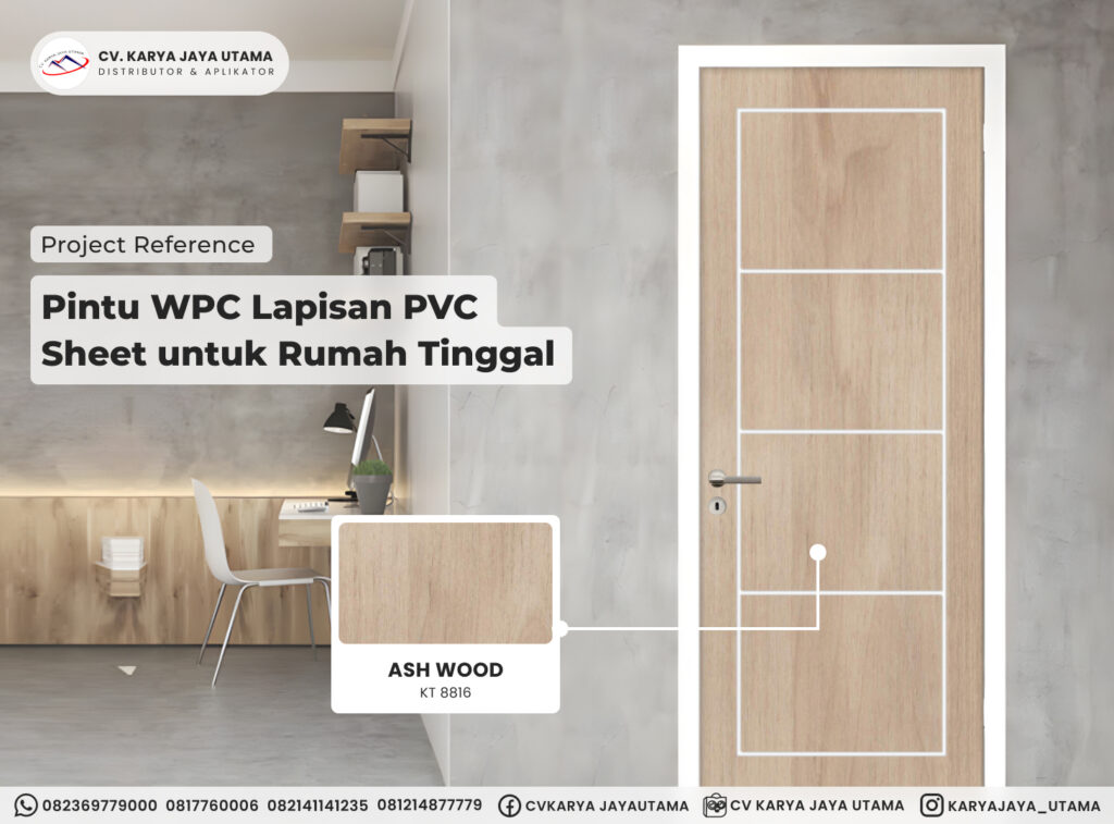 pintu wpc duma lapisan pvc sheet untuk rumah tinggal